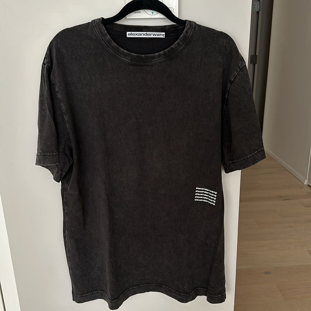 Alexander Wang Black Washed Cotton Logo T-Shirt